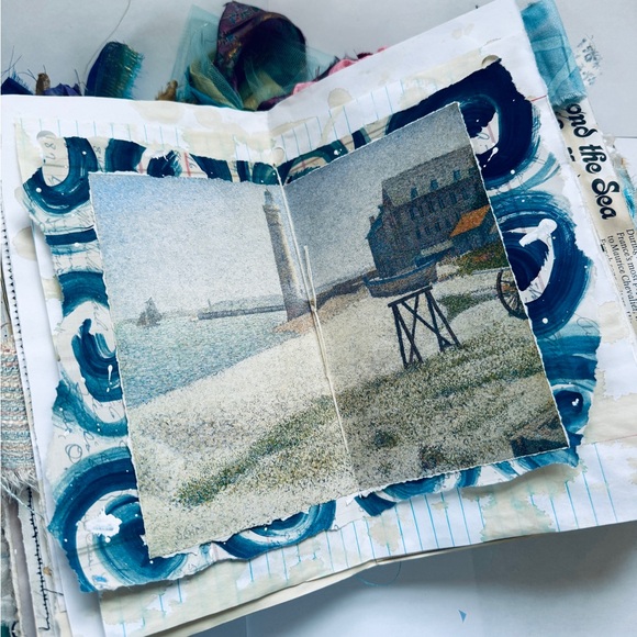 Handmade Junk Journal Marina Beach Theme Ocean Diary Journal - Picture 8 of 13